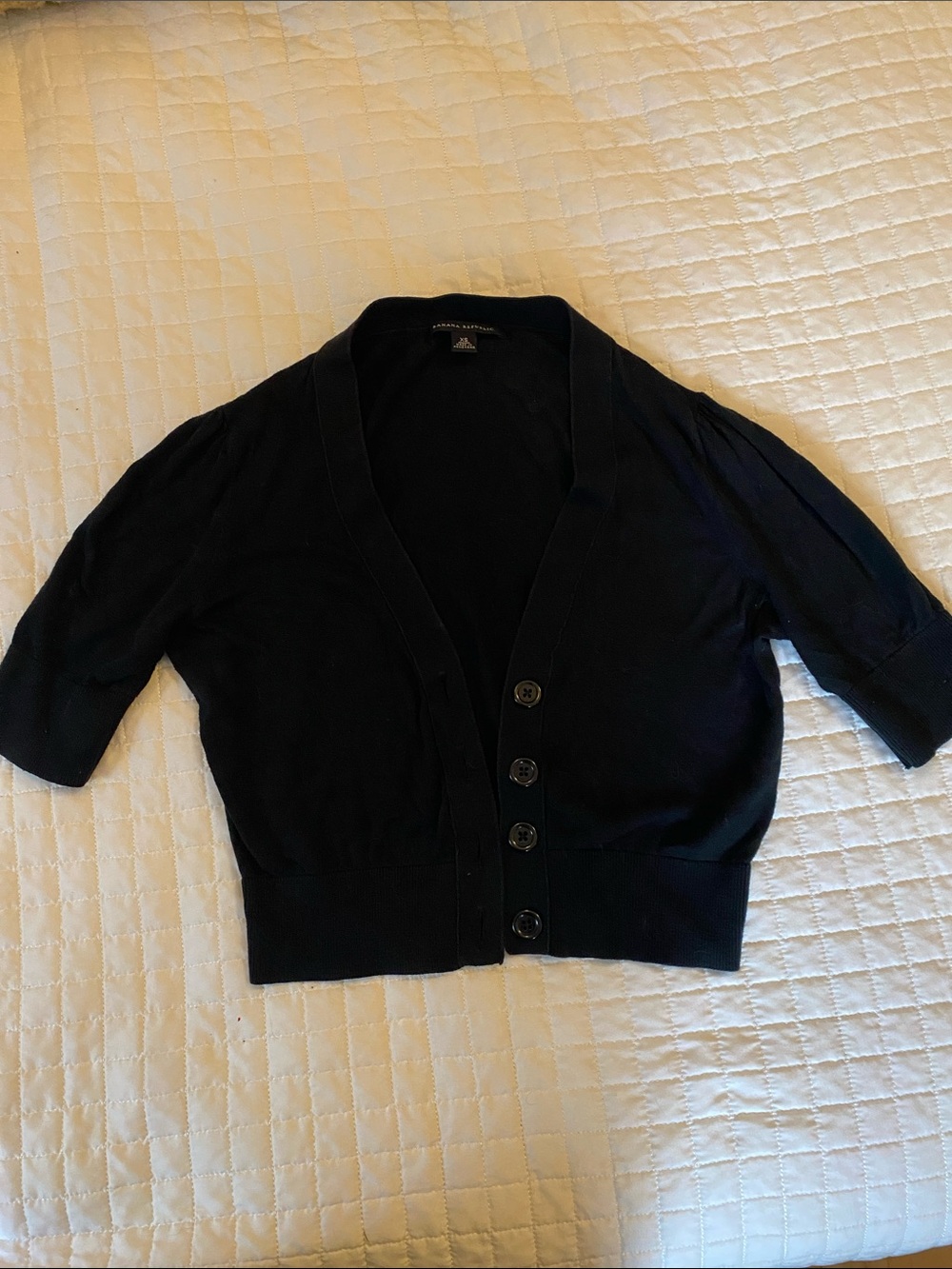 Banana Republic Black Button-Front Short-Sleeve Cardigan